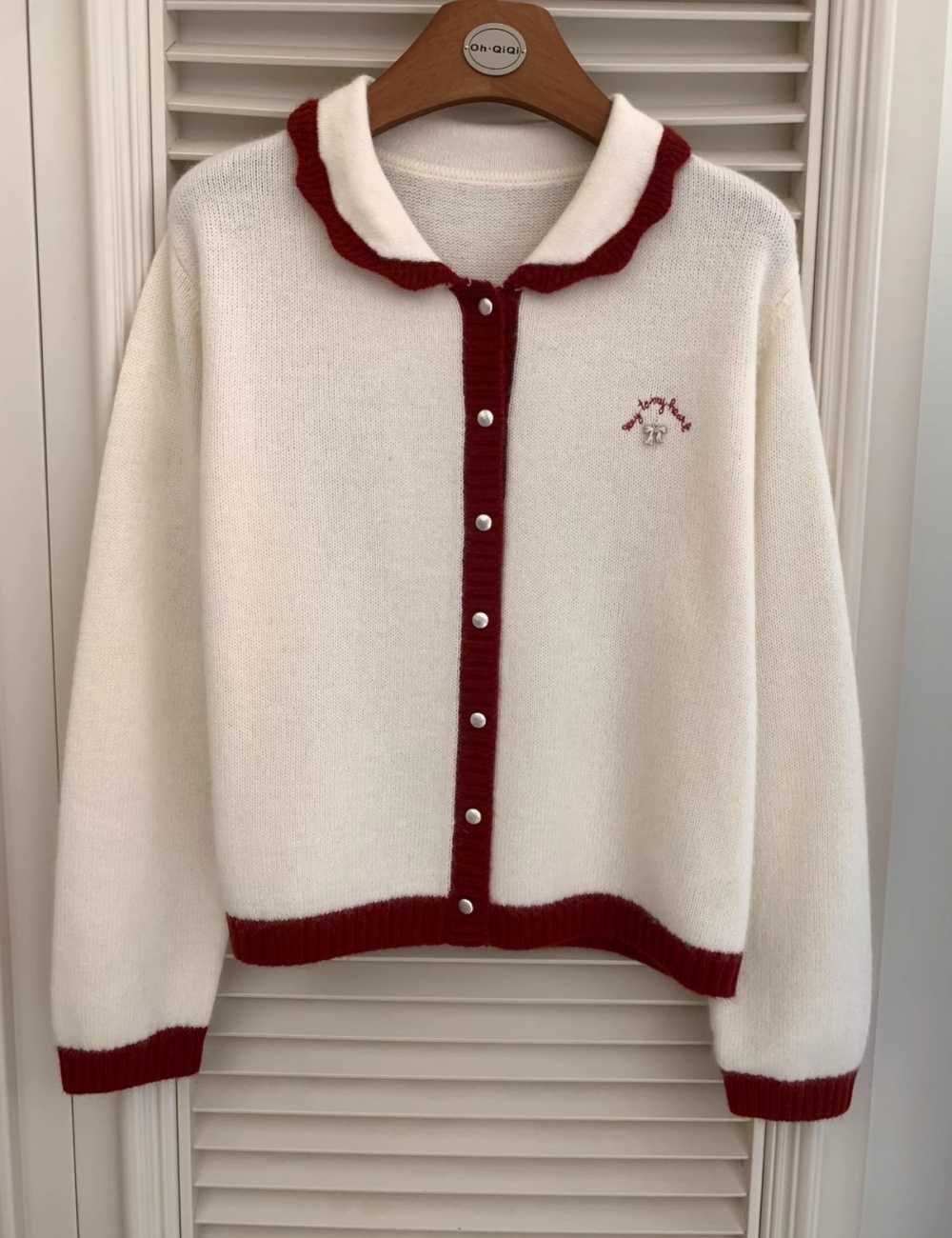 Winter letters cardigan embroidery small lapel coat for women