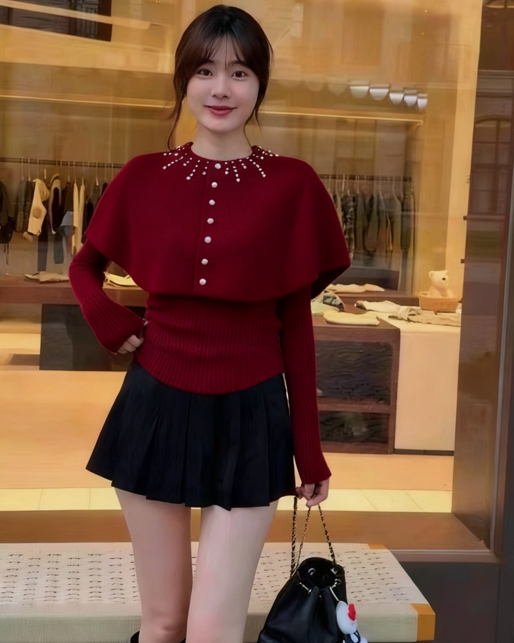 Loose shawl France style cloak 2pcs set for women