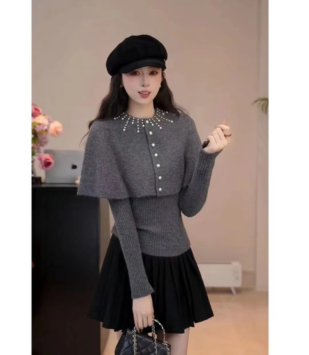 Loose shawl France style cloak 2pcs set for women