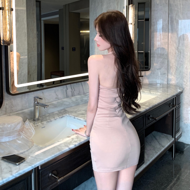 Splice lace flowers halter tender gauze dress