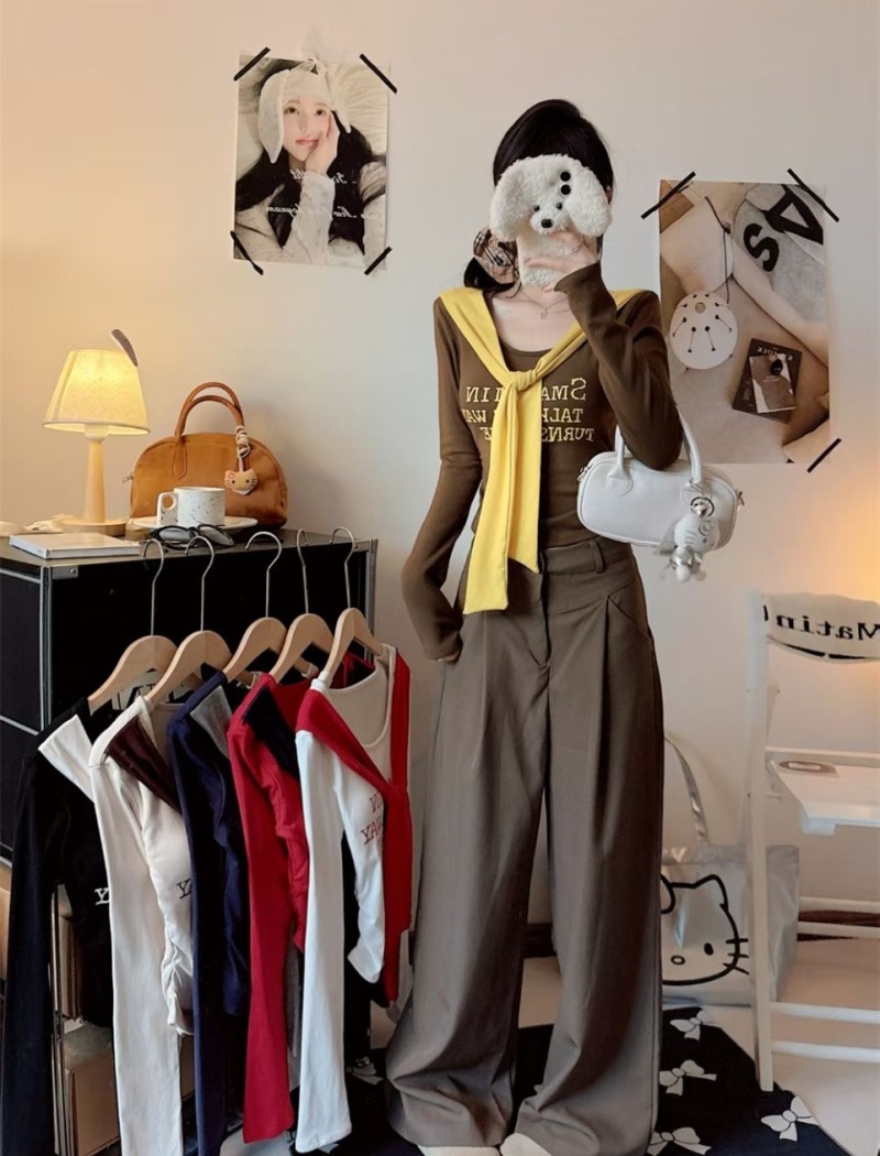 Printing autumn unique T-shirt spicegirl slim tops