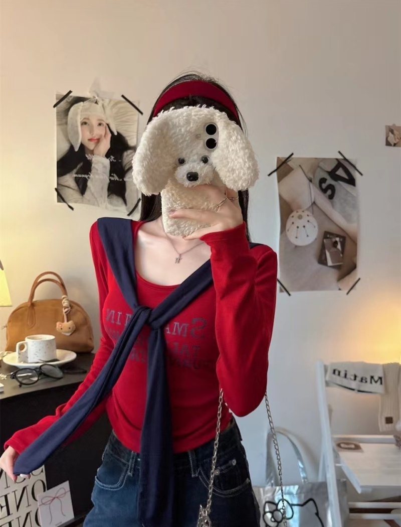 Printing autumn unique T-shirt spicegirl slim tops