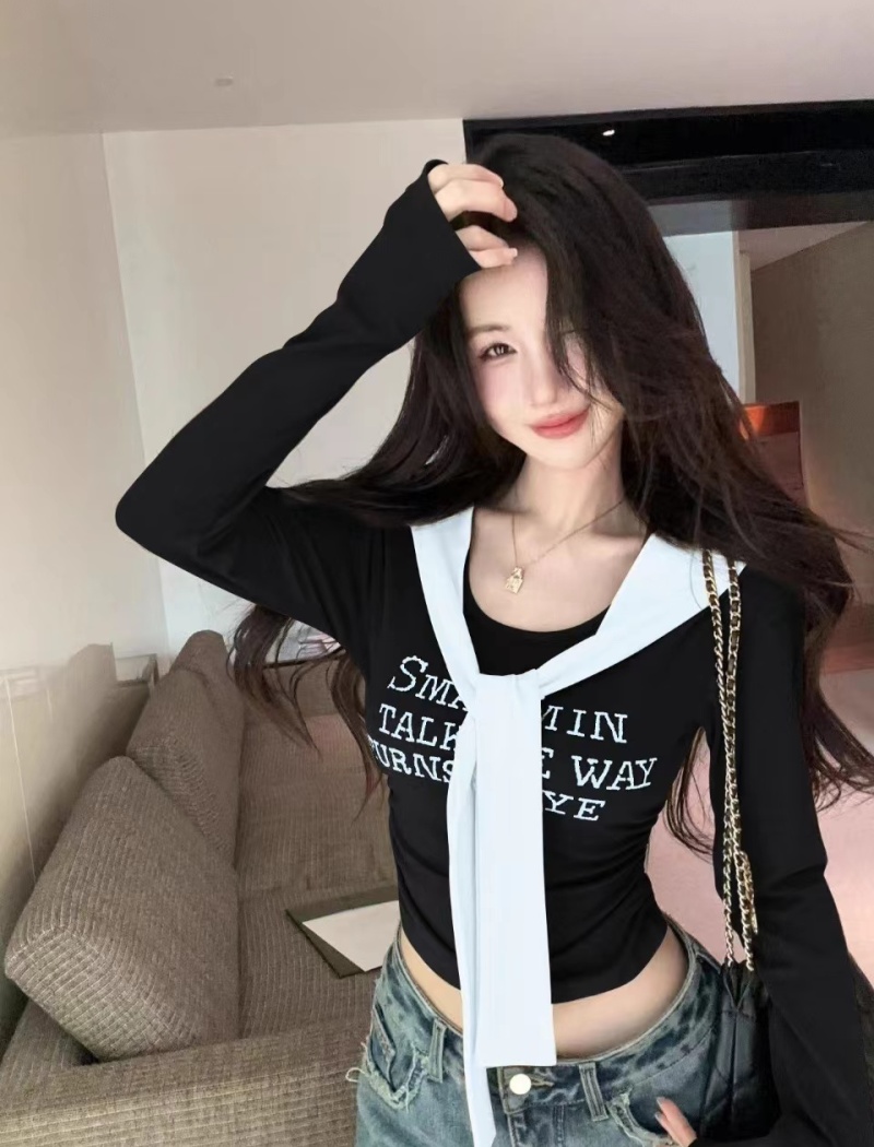 Printing autumn unique T-shirt spicegirl slim tops