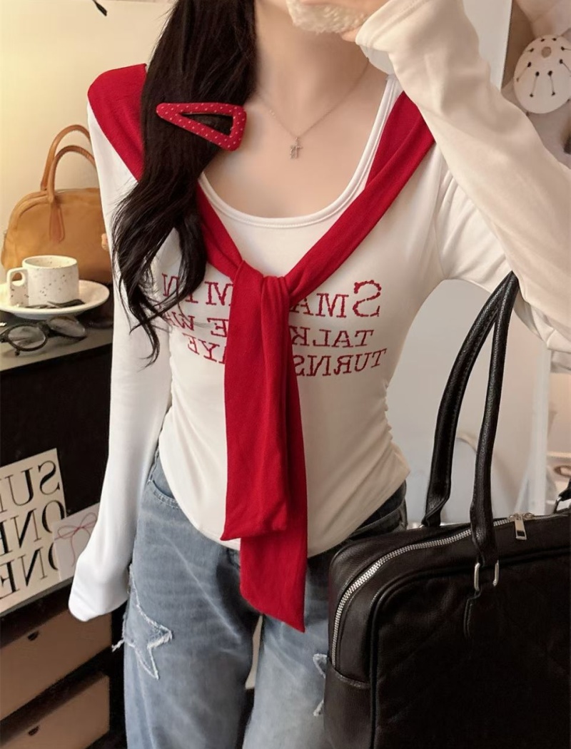 Printing autumn unique T-shirt spicegirl slim tops