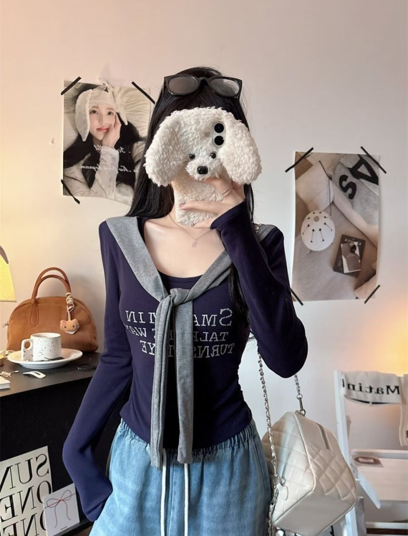 Printing autumn unique T-shirt spicegirl slim tops