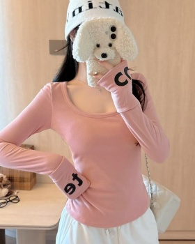 Letters T-shirt enticement fixed belt for women