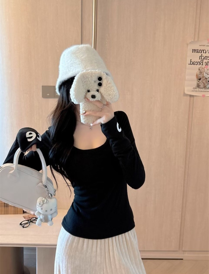 Letters T-shirt enticement fixed belt for women