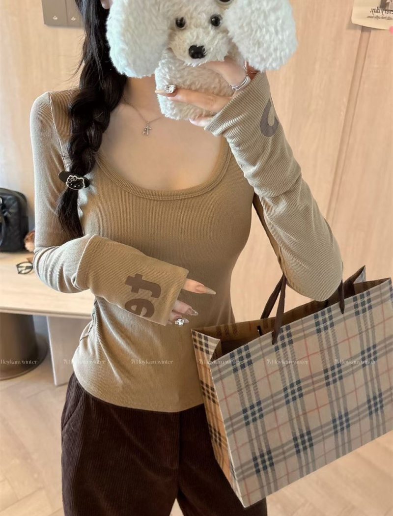 Letters T-shirt enticement fixed belt for women