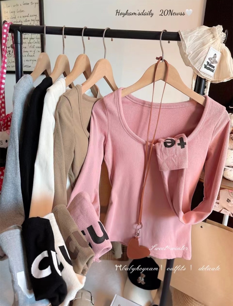 Letters T-shirt enticement fixed belt for women