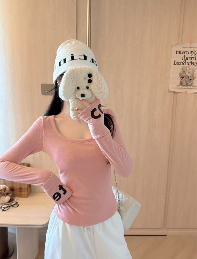 Letters T-shirt enticement fixed belt for women