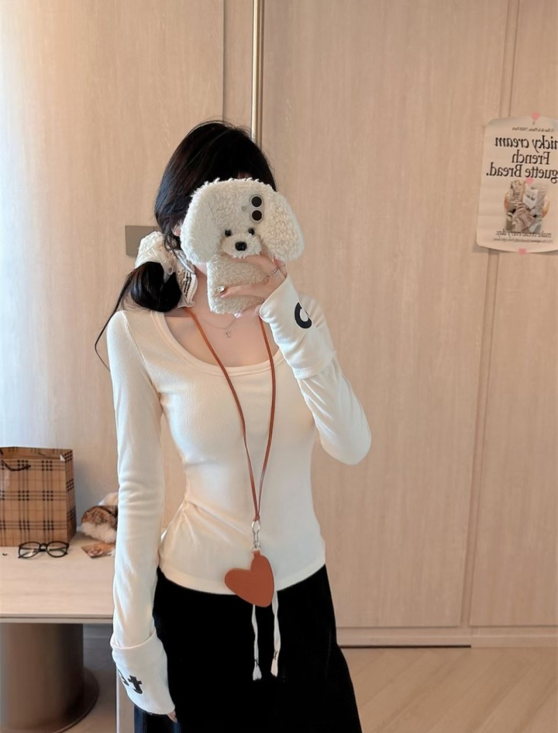 Letters T-shirt enticement fixed belt for women