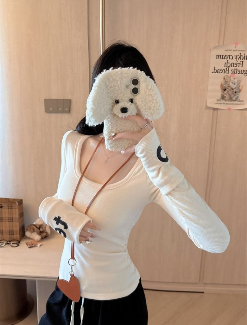 Letters T-shirt enticement fixed belt for women