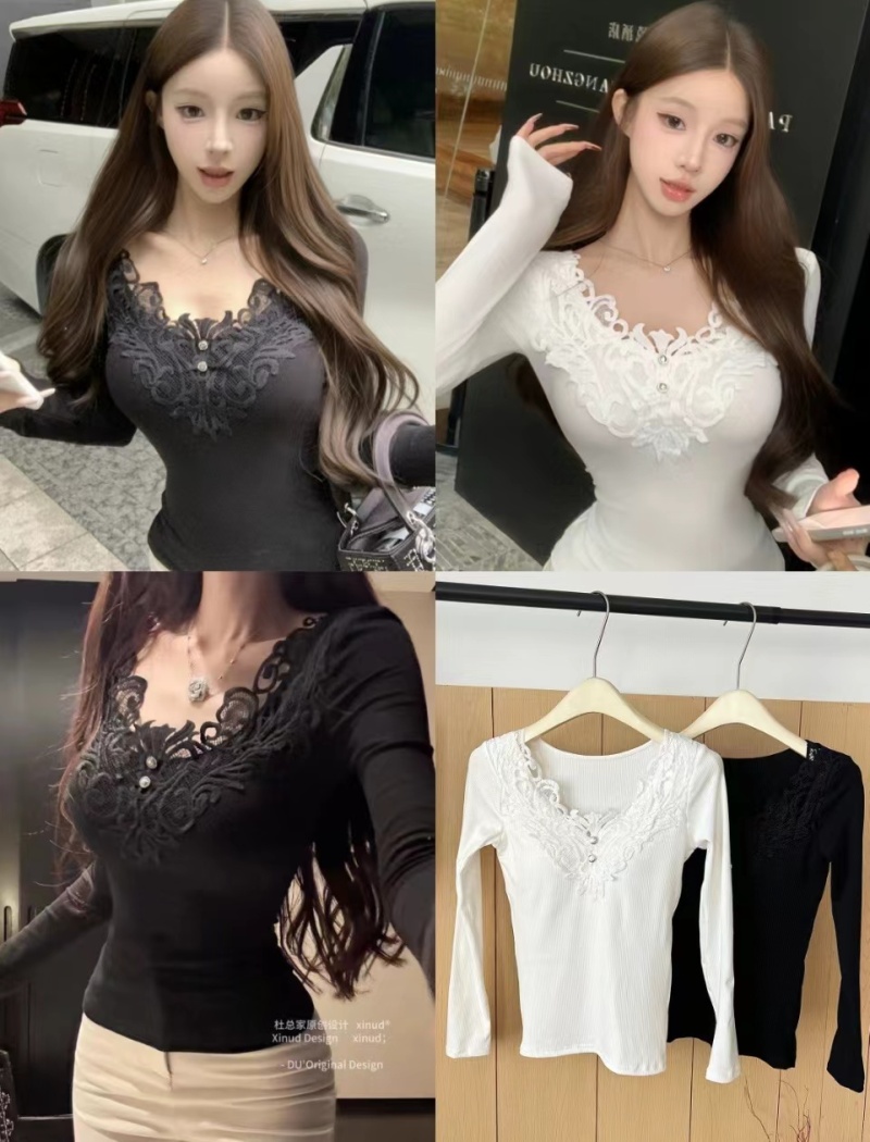 Embroidered integrated enticement T-shirt for women