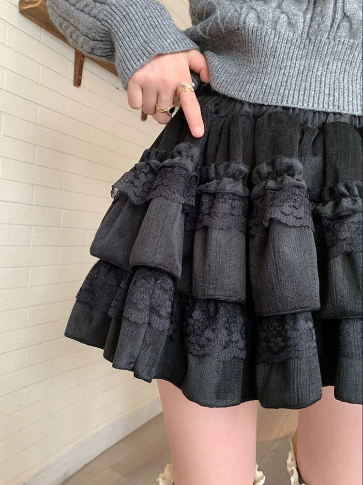 Cake sweet autumn and winter lace skirt for women