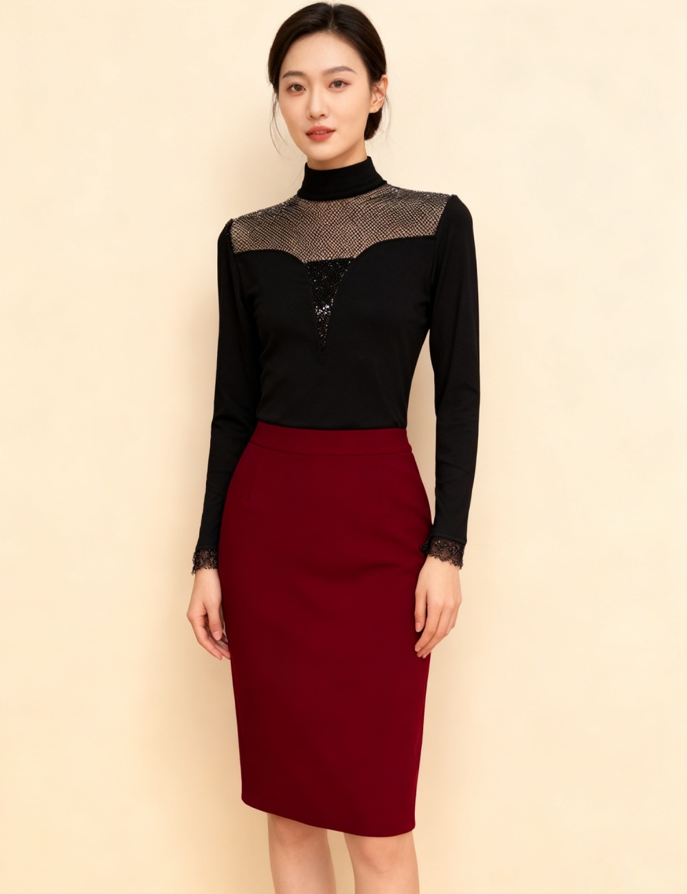 Sueding tops half high collar small shirt