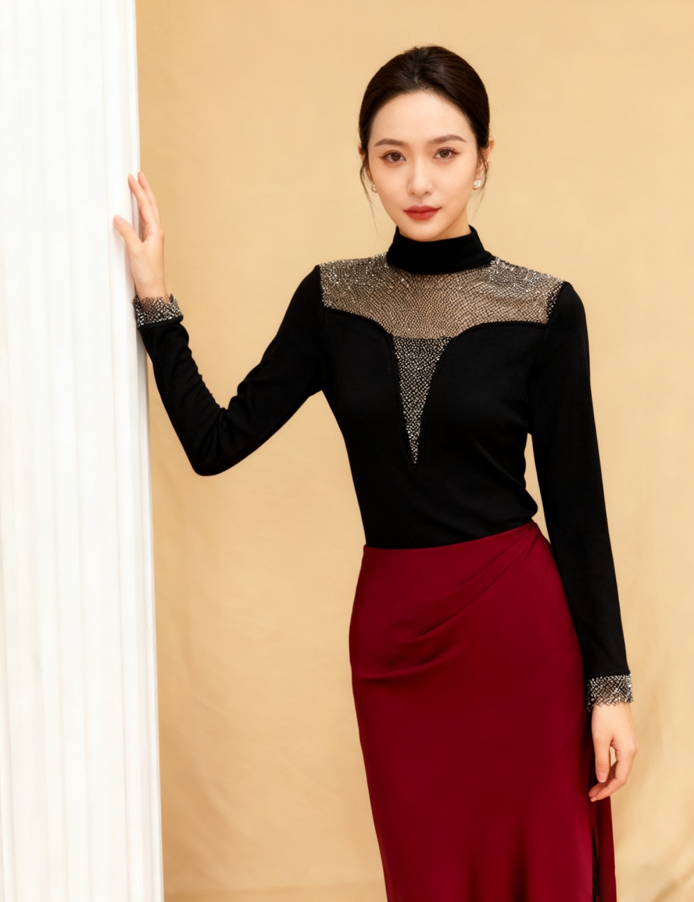 Sueding tops half high collar small shirt