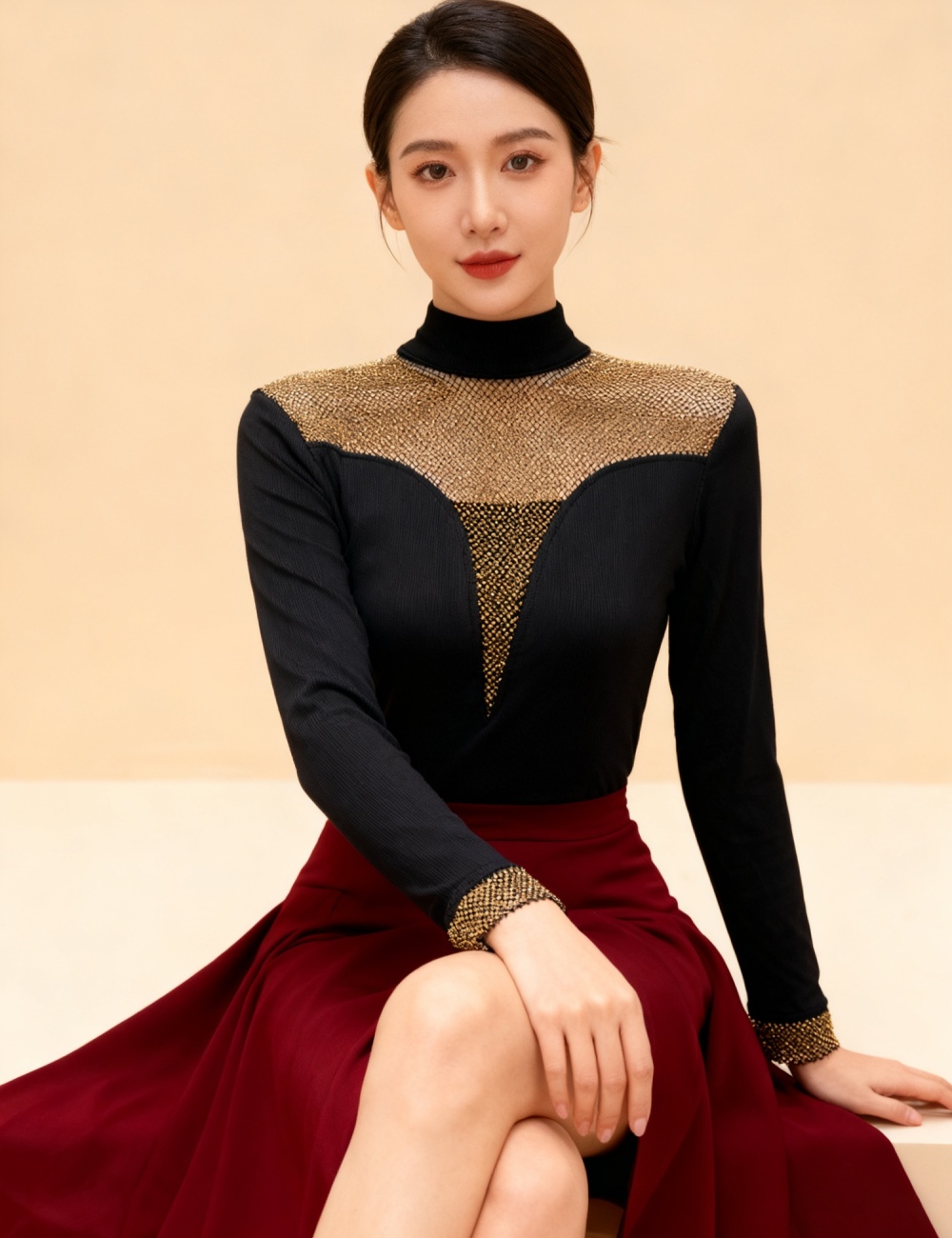 Sueding tops half high collar small shirt