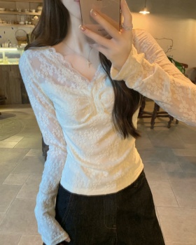 Lace temperament tops tender bottoming shirt for women