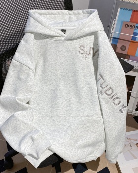 Hooded large yard winter tops plus velvet thermal long hoodie