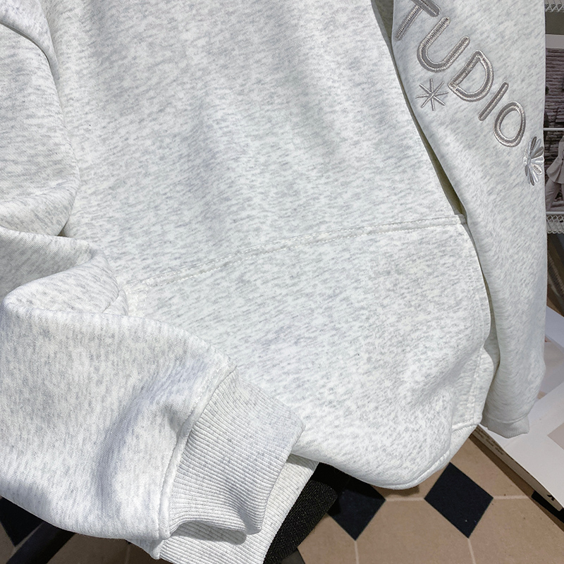 Hooded large yard winter tops plus velvet thermal long hoodie