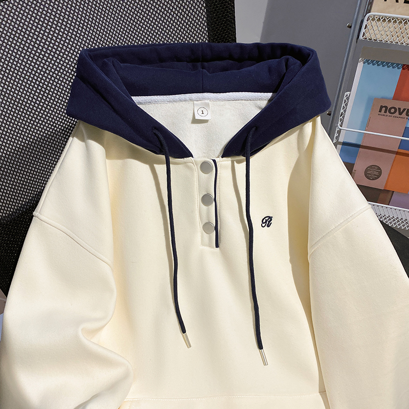 Autumn and winter pure cotton tops thermal hoodie