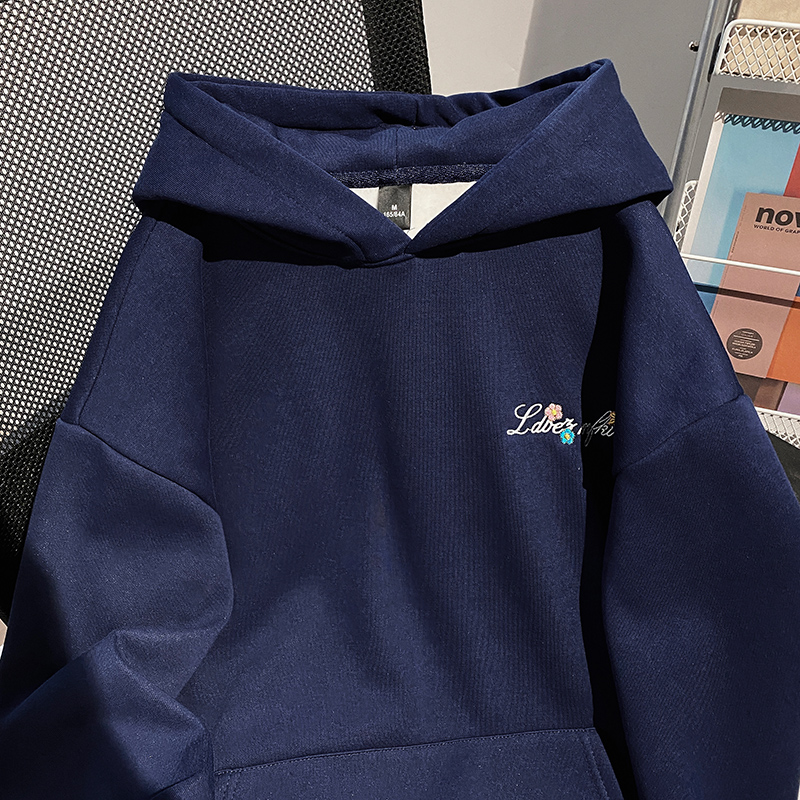 Embroidered flowers tops Korean style hoodie for women