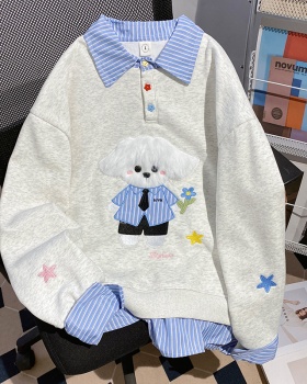 Thermal Pseudo-two tops autumn and winter hoodie for women