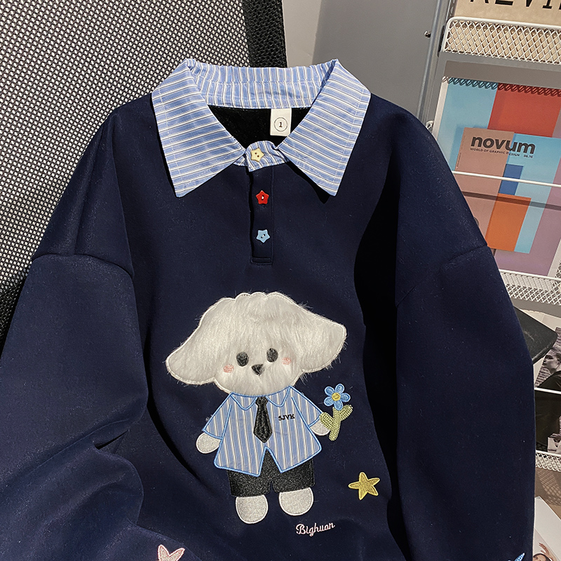 Thermal Pseudo-two tops autumn and winter hoodie for women