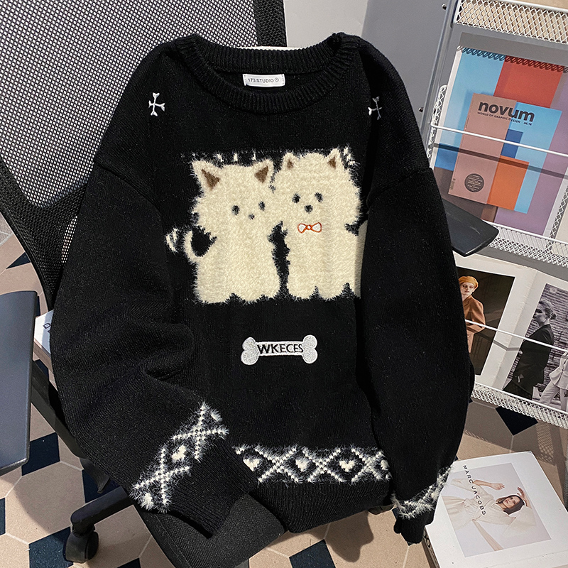 Embroidered flowers thermal sweater bottoming tops for women