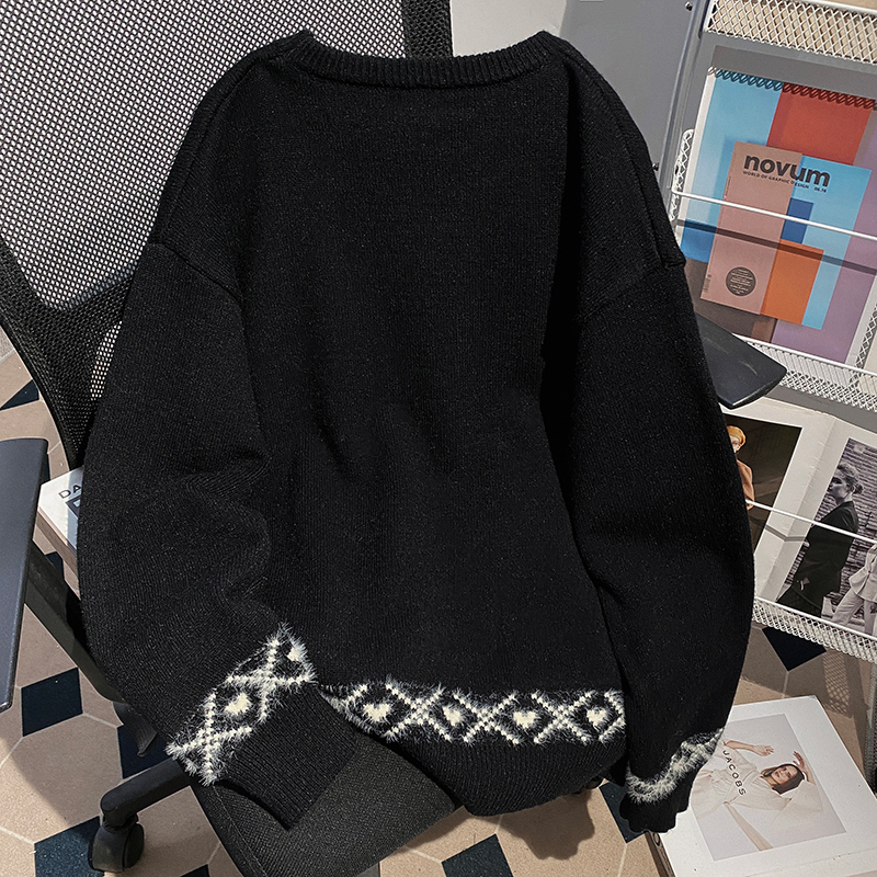 Embroidered flowers thermal sweater bottoming tops for women