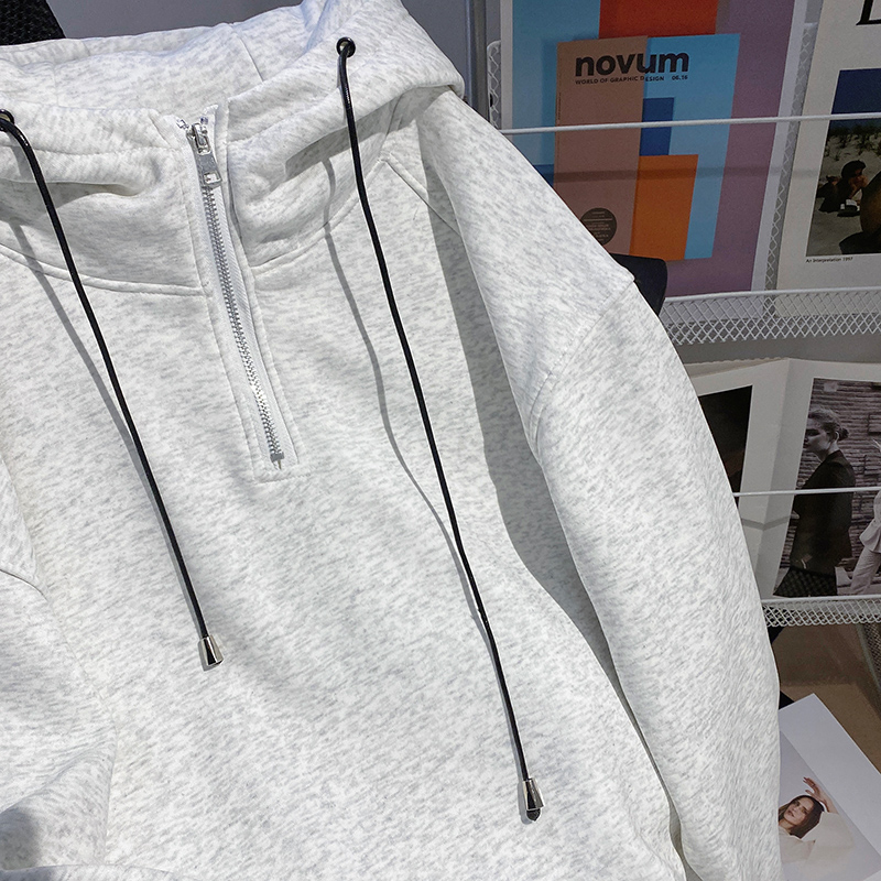 Thermal pure hoodie loose plus velvet tops