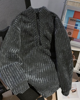 Zip Korean style tops cstand collar thermal hoodie