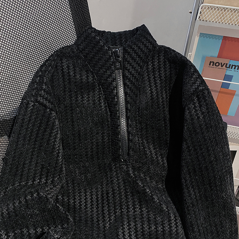 Zip Korean style tops cstand collar thermal hoodie