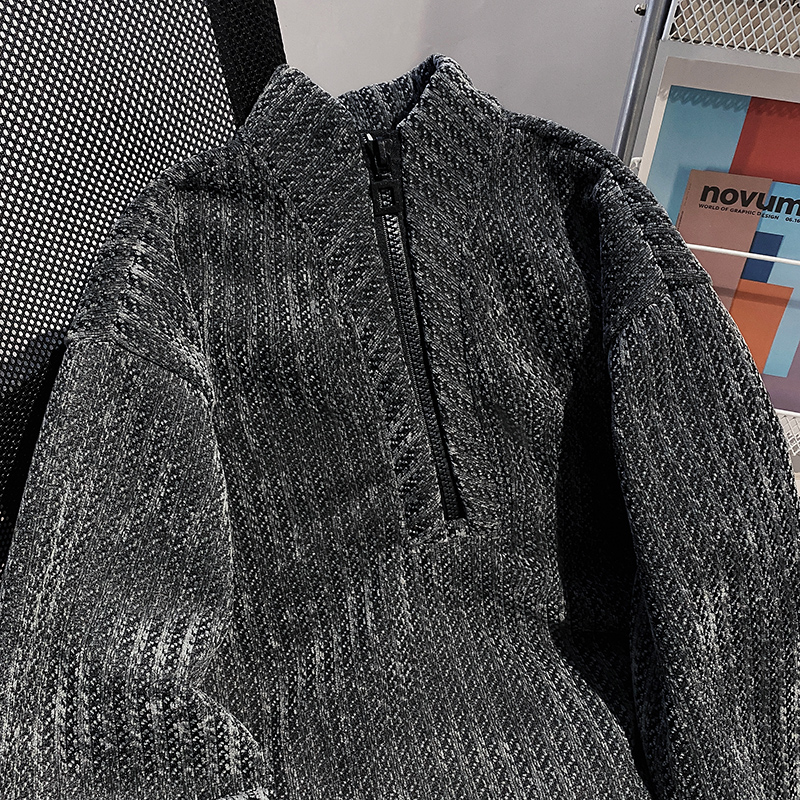 Zip Korean style tops cstand collar thermal hoodie