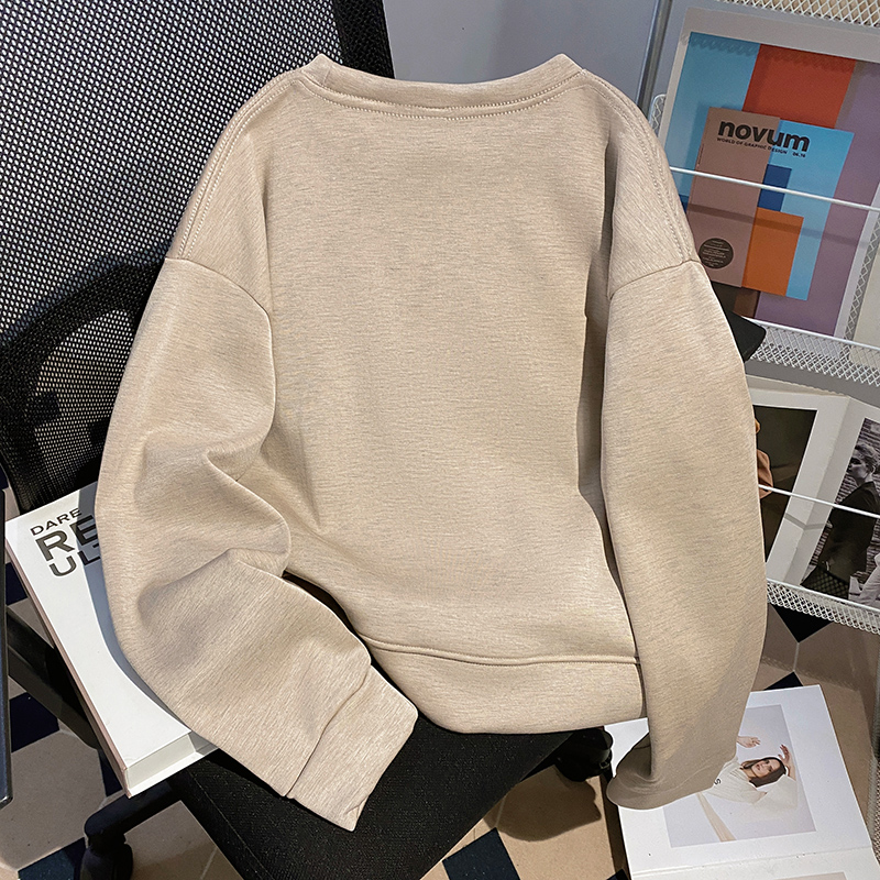 Plus velvet loose tops round neck thermal hoodie for women