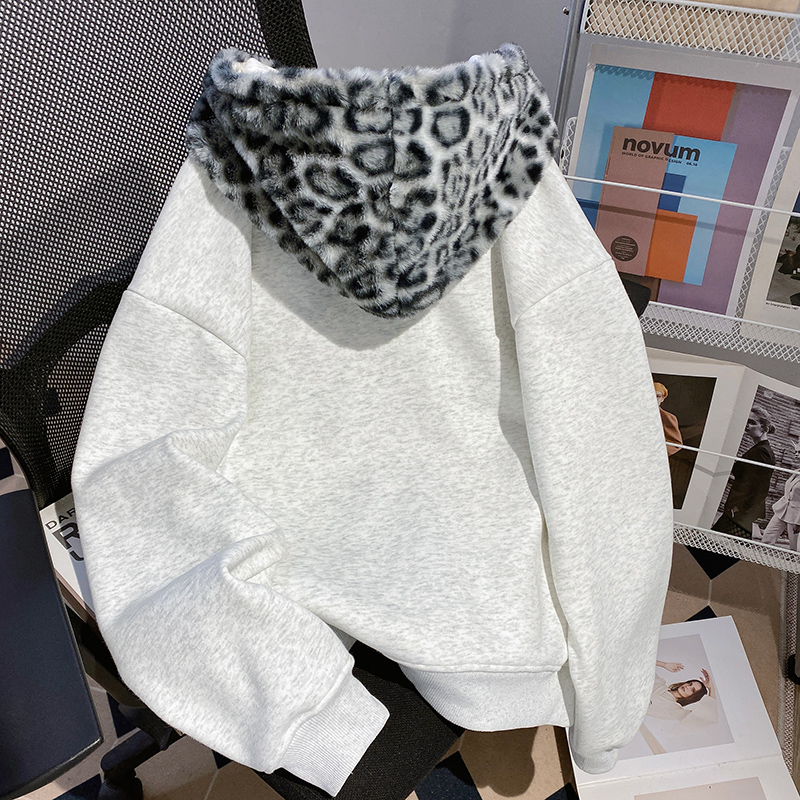 Plus velvet thermal loose coat couples zip cardigan