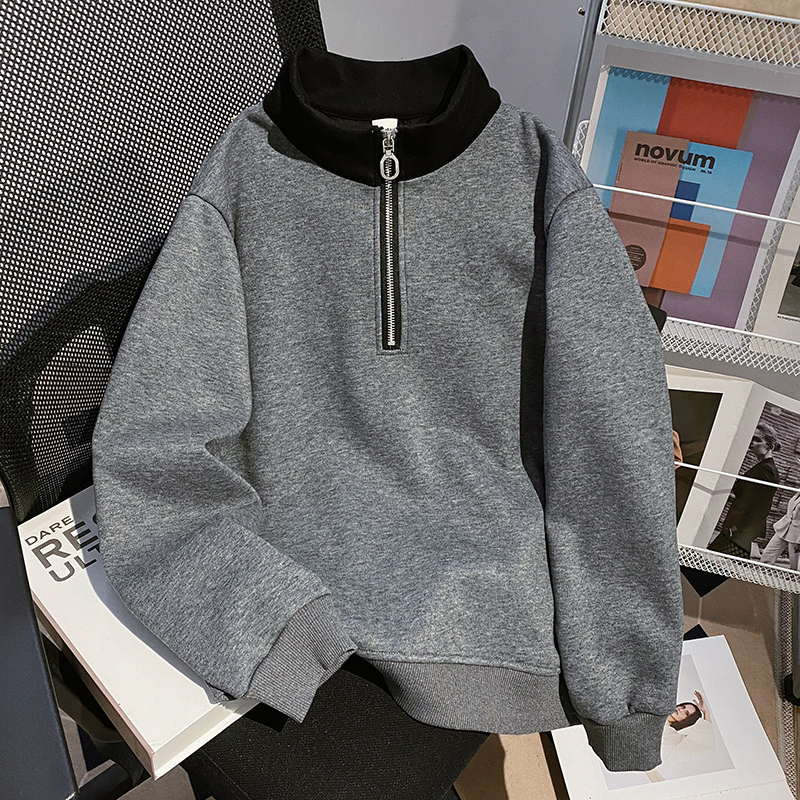 Zip pure cotton hoodie thermal tops for women