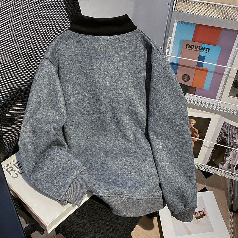 Zip pure cotton hoodie thermal tops for women