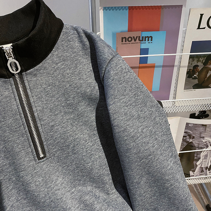 Zip pure cotton hoodie thermal tops for women