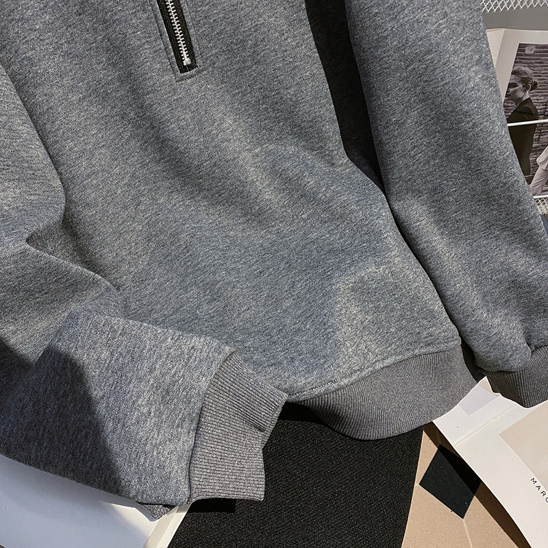 Zip pure cotton hoodie thermal tops for women