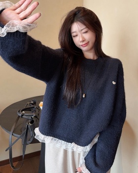 Long sleeve lace sweater thermal tops for women