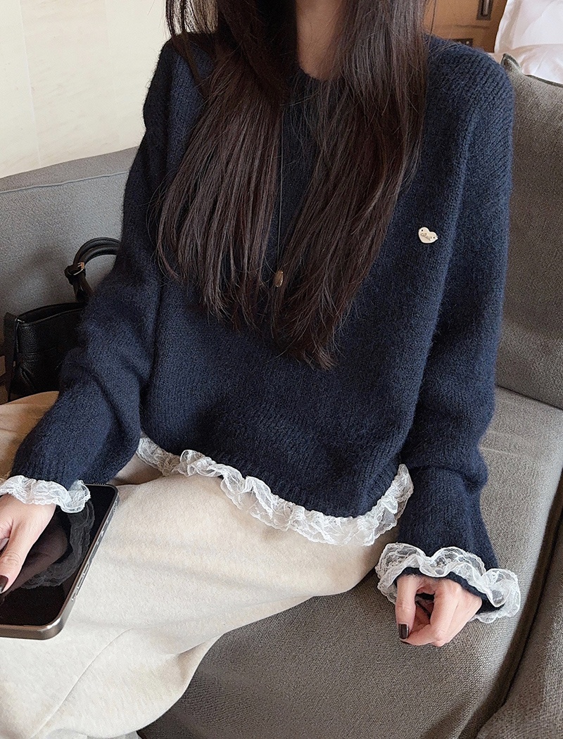 Long sleeve lace sweater thermal tops for women