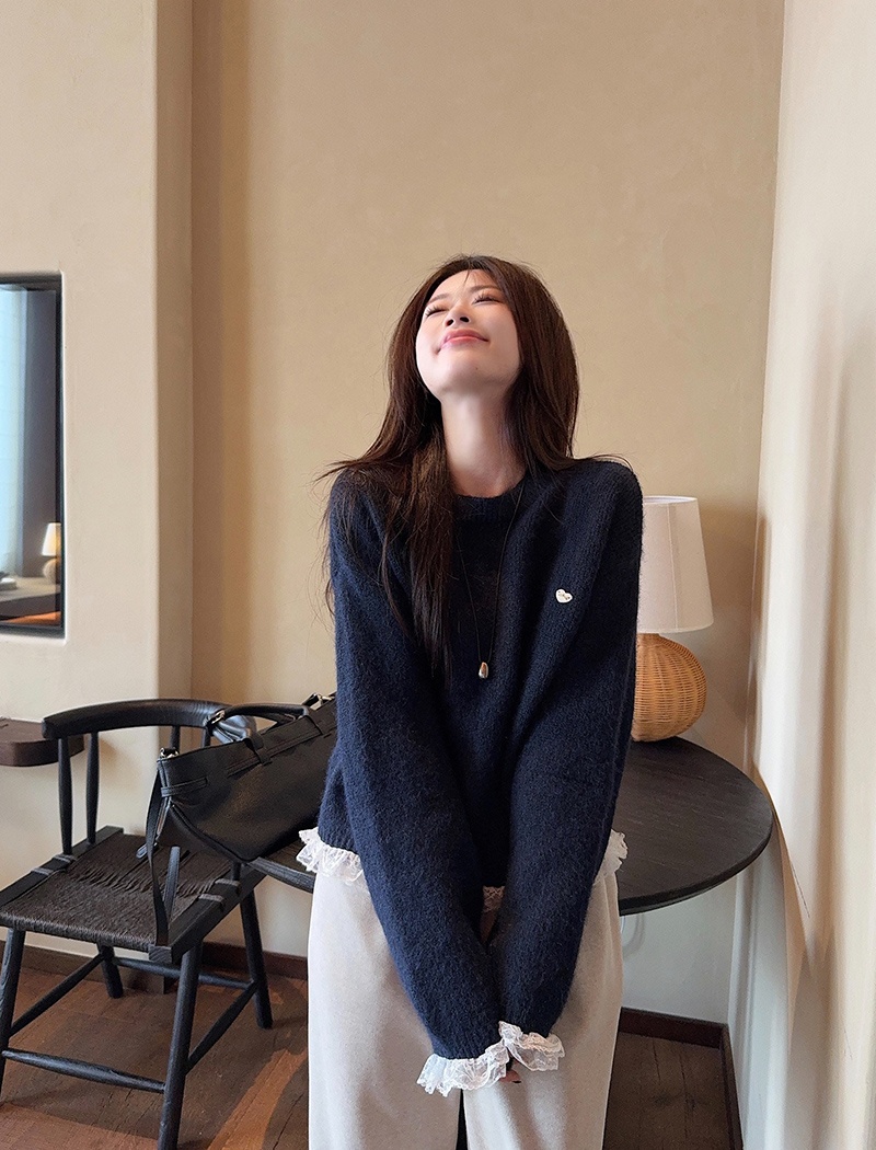 Long sleeve lace sweater thermal tops for women