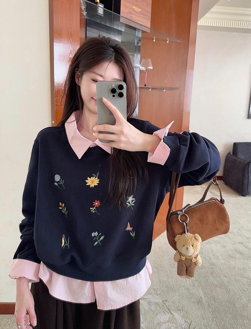 Plus velvet cartoon tops thermal loose hoodie for women