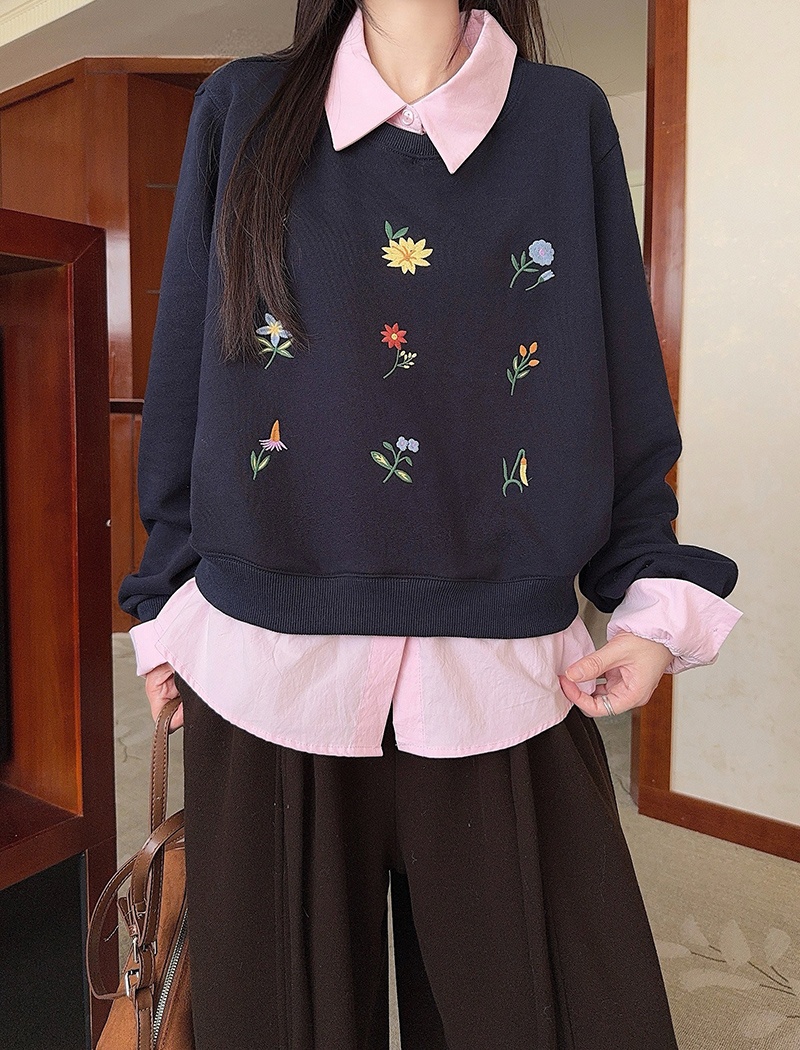 Plus velvet cartoon tops thermal loose hoodie for women