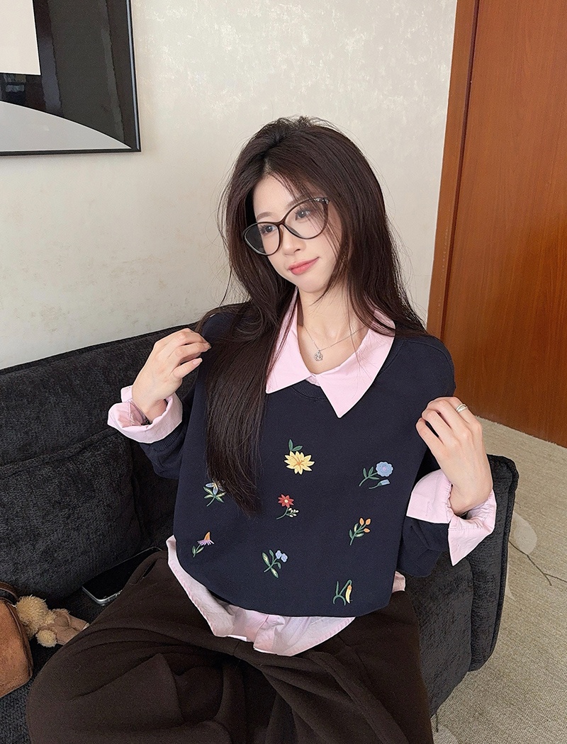 Plus velvet cartoon tops thermal loose hoodie for women