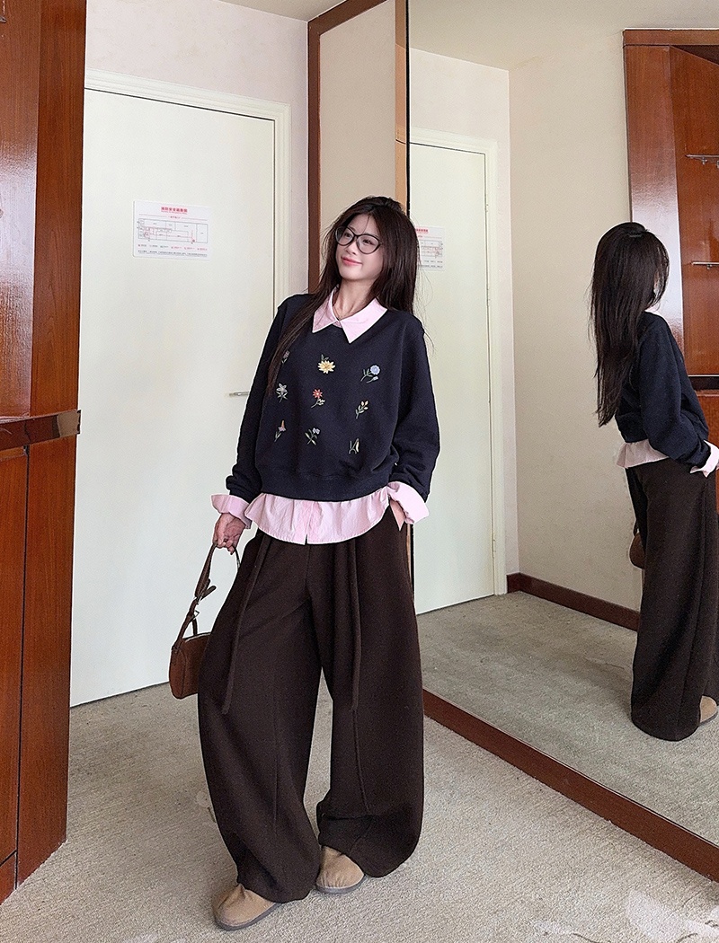 Plus velvet cartoon tops thermal loose hoodie for women