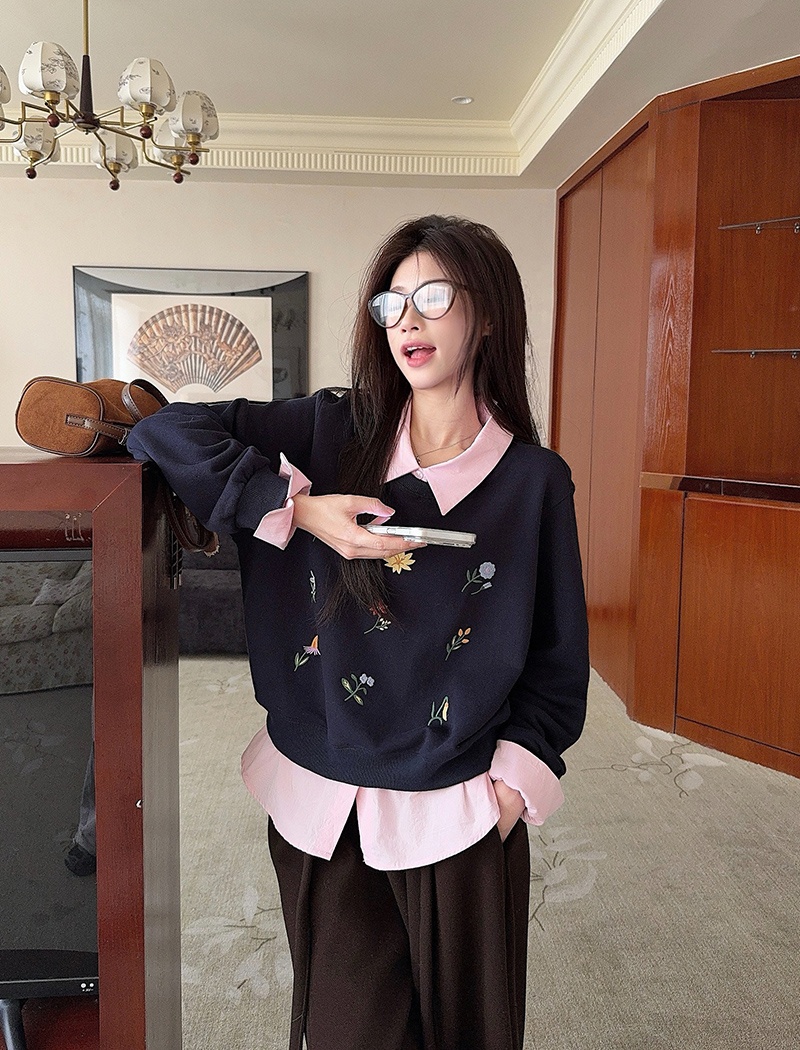 Plus velvet cartoon tops thermal loose hoodie for women