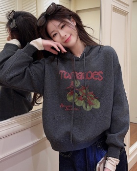 Autumn and winter plus velvet hoodie loose hooded tops