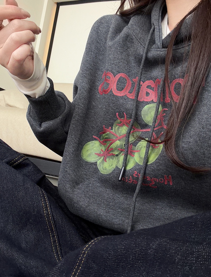 Autumn and winter plus velvet hoodie loose hooded tops